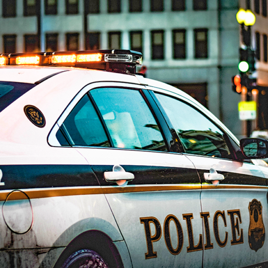 Police car in a U.S. city.