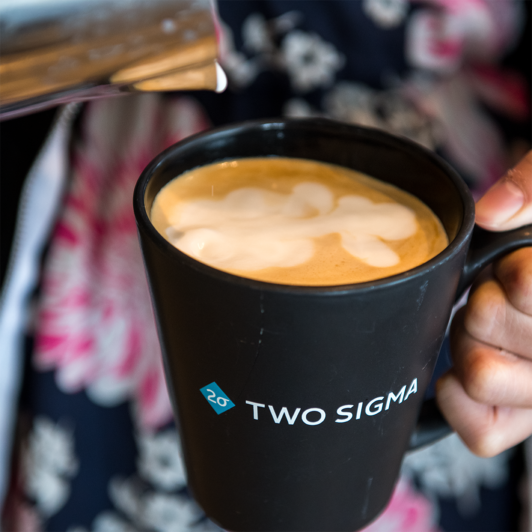 Coffee in a black two sigma mug