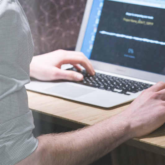 Man working on a laptop computer