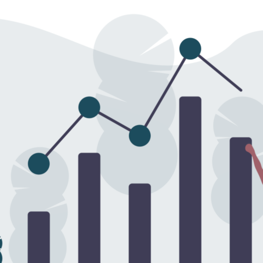 Illustration of a man building a bar graph with data.