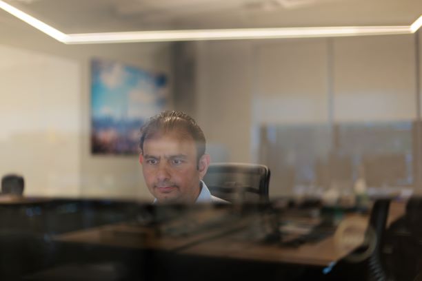leader working in his office