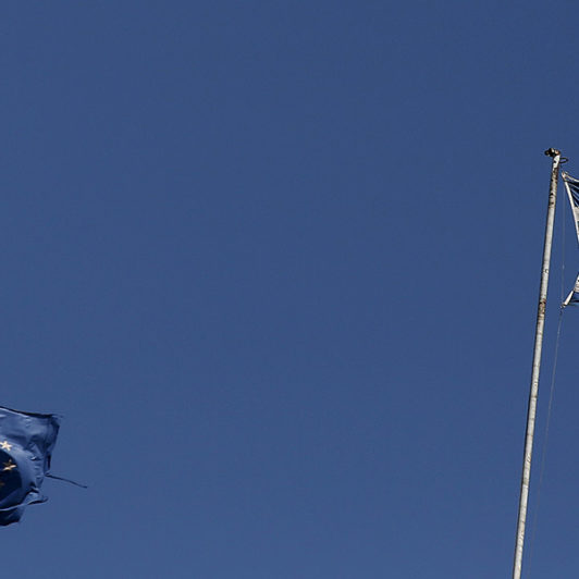 Greece Flag on a flag pole