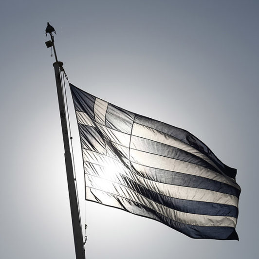 Greek Flag on a flag pole